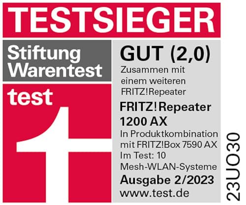 FRITZ!Repeater 1200 AX – Wi-Fi 6 Dualband Repeater mit bis zu 2.400 MBit/s