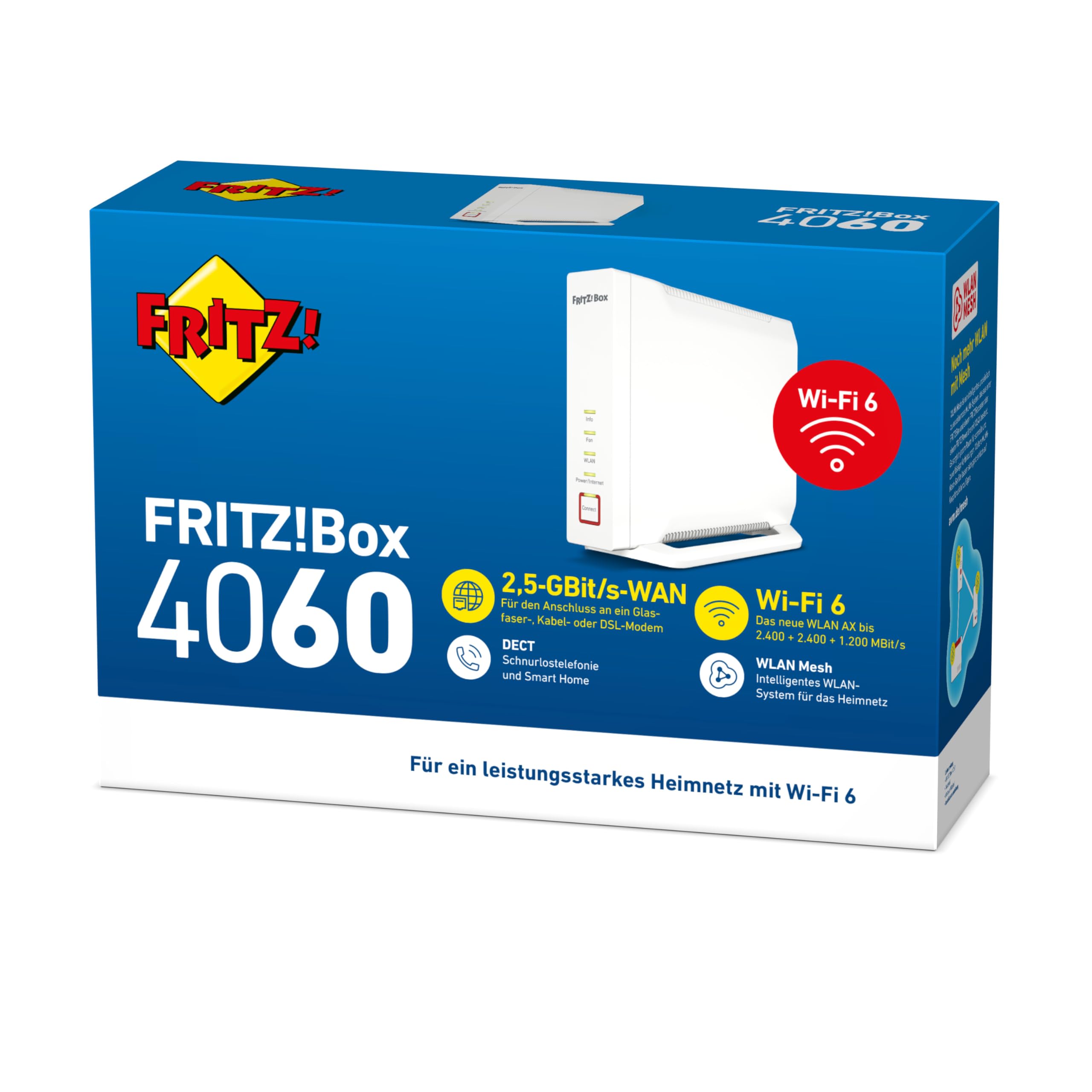 FRITZ!Box 4060 – Wi-Fi 6 Mesh Router mit 4.800 MBit/s, DECT & USB 3.0