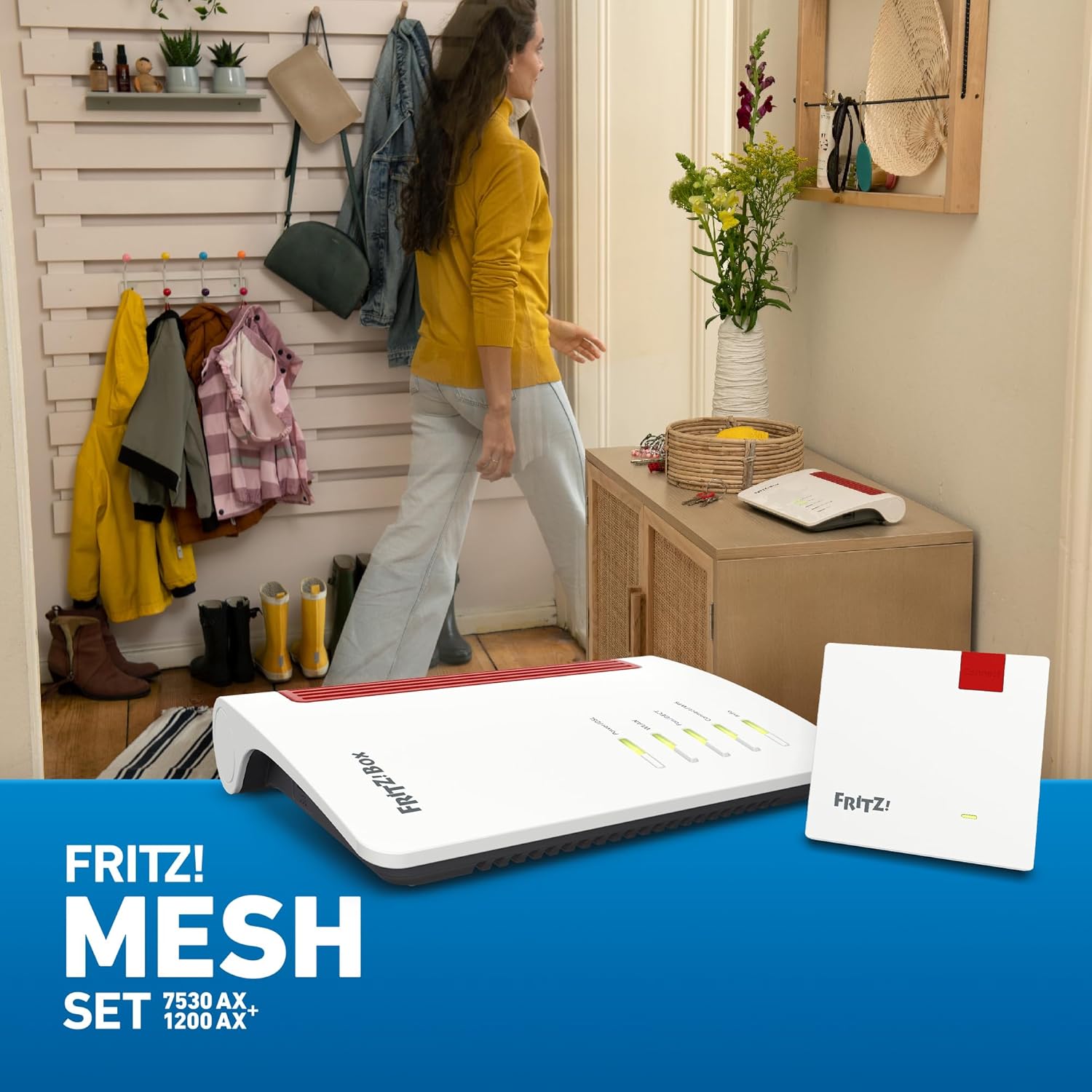 FRITZ!Mesh Set – 7530 AX Wi-Fi 6 Router + 1200 AX Repeater, bis 2.400 MBit/s